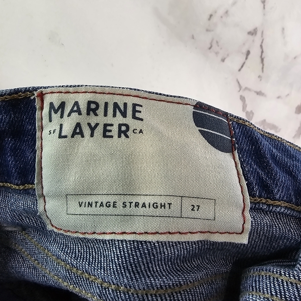 Marine Layer Jeans Womens 27 Vintage Straight Dark Wash Denim High Rise Stretch - Picture 3 of 10